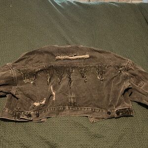 Blue B Bedazzled & Distressed Cropped Jacket